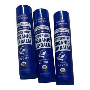 Dr. Bronner’s Organic Lip Balm Peppermint – Set of 3 – New/Sealed